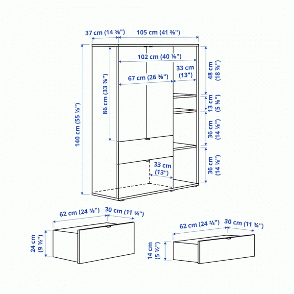 19174 STORAGE UNIT 105X37X140CM 90483268