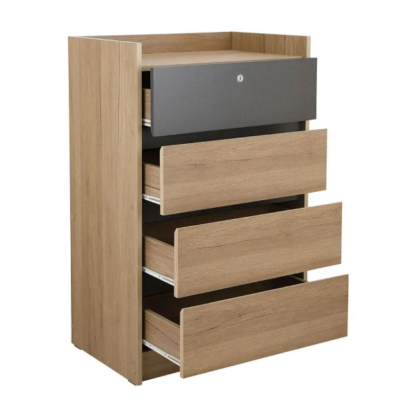 42488 MERINDA CHEST 4 DRAWERS NT/DGY 60X39X95CM