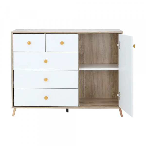 42499 ORCHID CHEST 1DR+5DRAWERS NT/WT 100X38X77CM