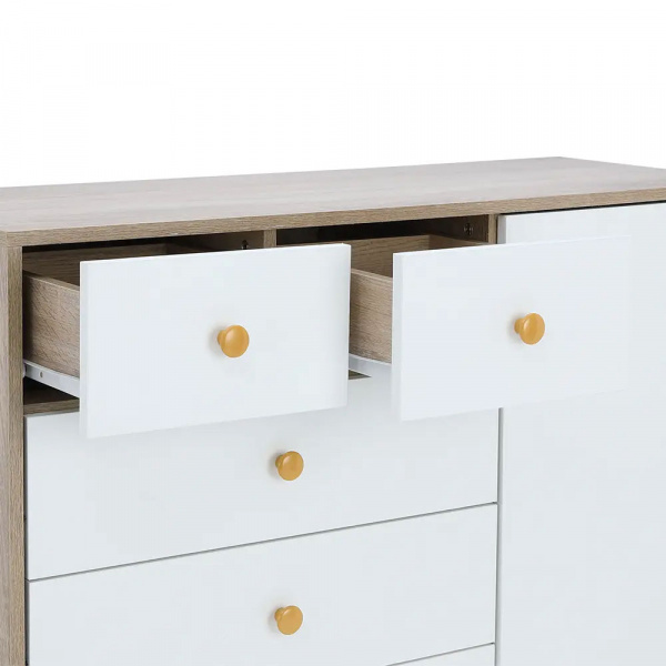 42499 ORCHID CHEST 1DR+5DRAWERS NT/WT 100X38X77CM