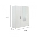 42469 MAXI WARDROBE 4 DOORS WOOD+MIRROR WT #01 180X57X220CM