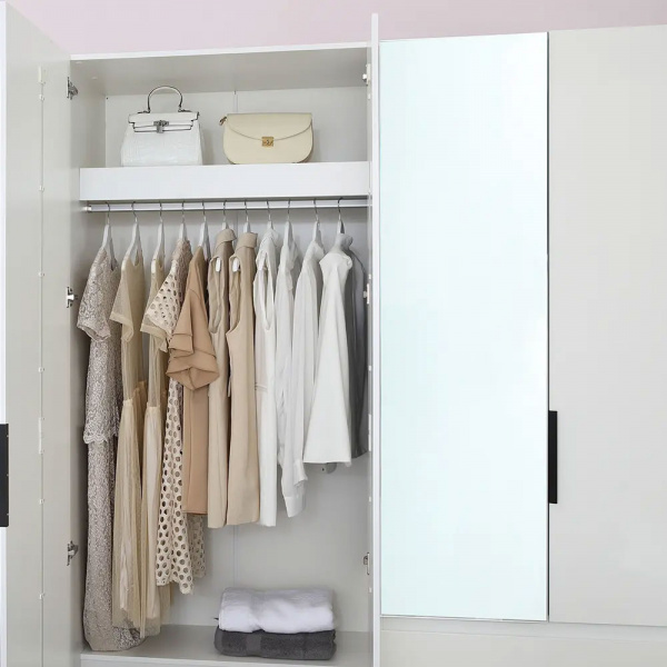 42469 MAXI WARDROBE 4 DOORS WOOD+MIRROR WT #01 180X57X220CM