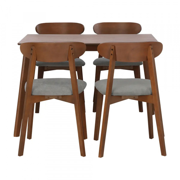 42523 MICHELL/L WOOD DINING SET (1T+4C) TK/GY, 110X126X73.5CM