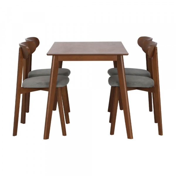 42523 MICHELL/L WOOD DINING SET (1T+4C) TK/GY, 110X126X73.5CM