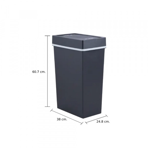 42514 SLIM SWING BIN 40LITRE BK, 24.8X38X60.7 CM