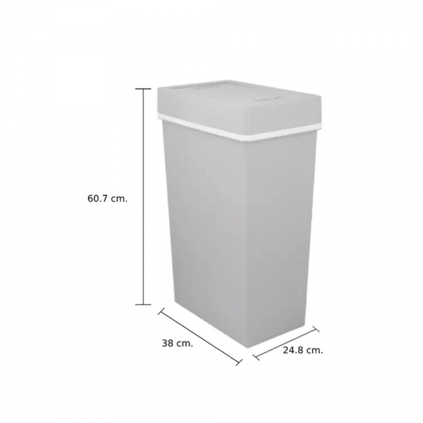 42513 SLIM SWING BIN 40 LITRE GY, 24.8X38X60.7CM