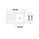 33513 S/STEEL SINK AH1001BW 800X480X180 MM W/WASTE PLUG