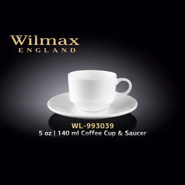 30198 WILMAX 5 OZ/140ML COFFEE CUP & SAUCER 6X48CTN WL-993039