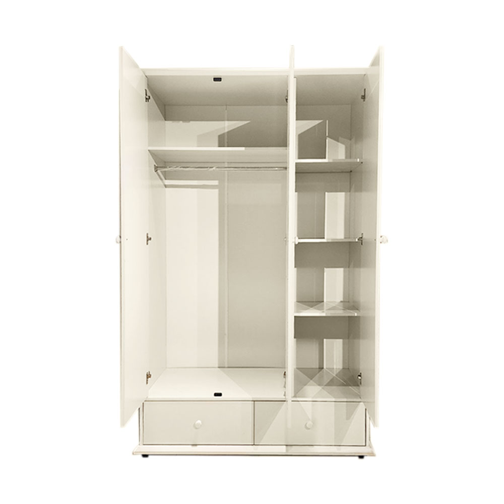 39181 Wardrobe 3 Door 2 Drawer with Mirror White GV F23AWD 