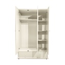 39181 Wardrobe 3 Door 2 Drawer with Mirror White GV F23AWD 