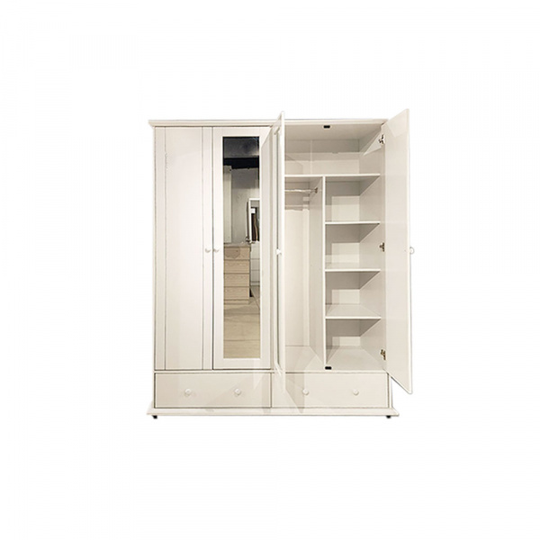 39168 WARDROBE 4 DOOR 2 DRAWER WITH MIRROR WHITE GV F24AWD