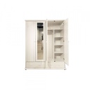 39168 WARDROBE 4 DOOR 2 DRAWER WITH MIRROR WHITE GV F24AWD
