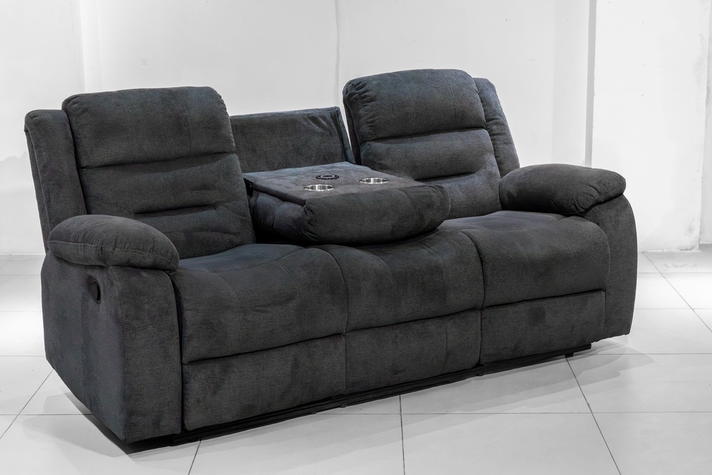 63501 RECLINER SOFA 3SEATER W/TABLE 6011-3RR GREY CCR-20 
