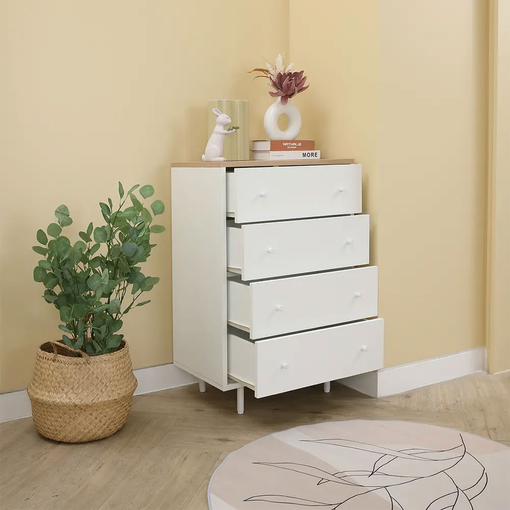 66526 MINIMAL CHEST OF 4 DRAWERS 60CM WT/LW  