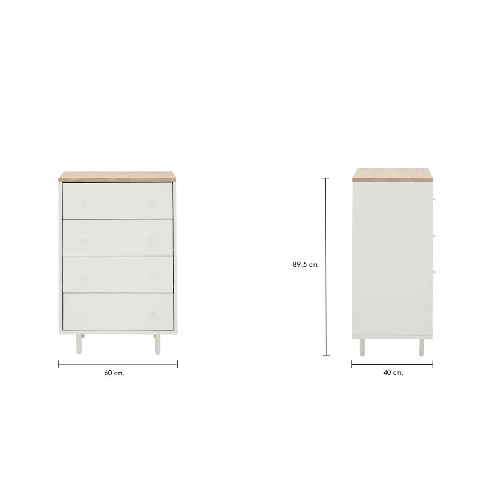 66526 MINIMAL CHEST OF 4 DRAWERS 60CM WT/LW  