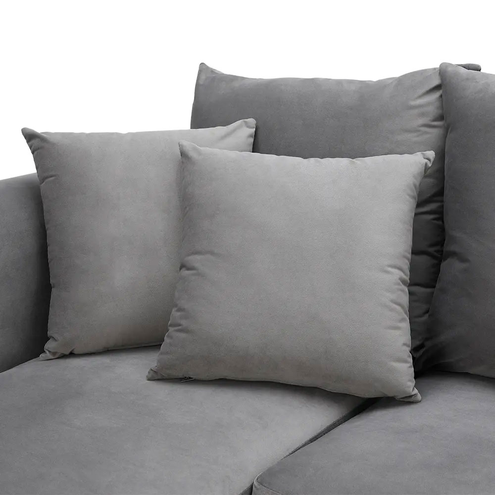 42537 LUCY VELVET FABRIC L-SHAPE SOFA DGY