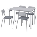 17422 DINNING SET TABLE+4 CHAIRS 110X67CM GREY GRASALA 50515426+905154347