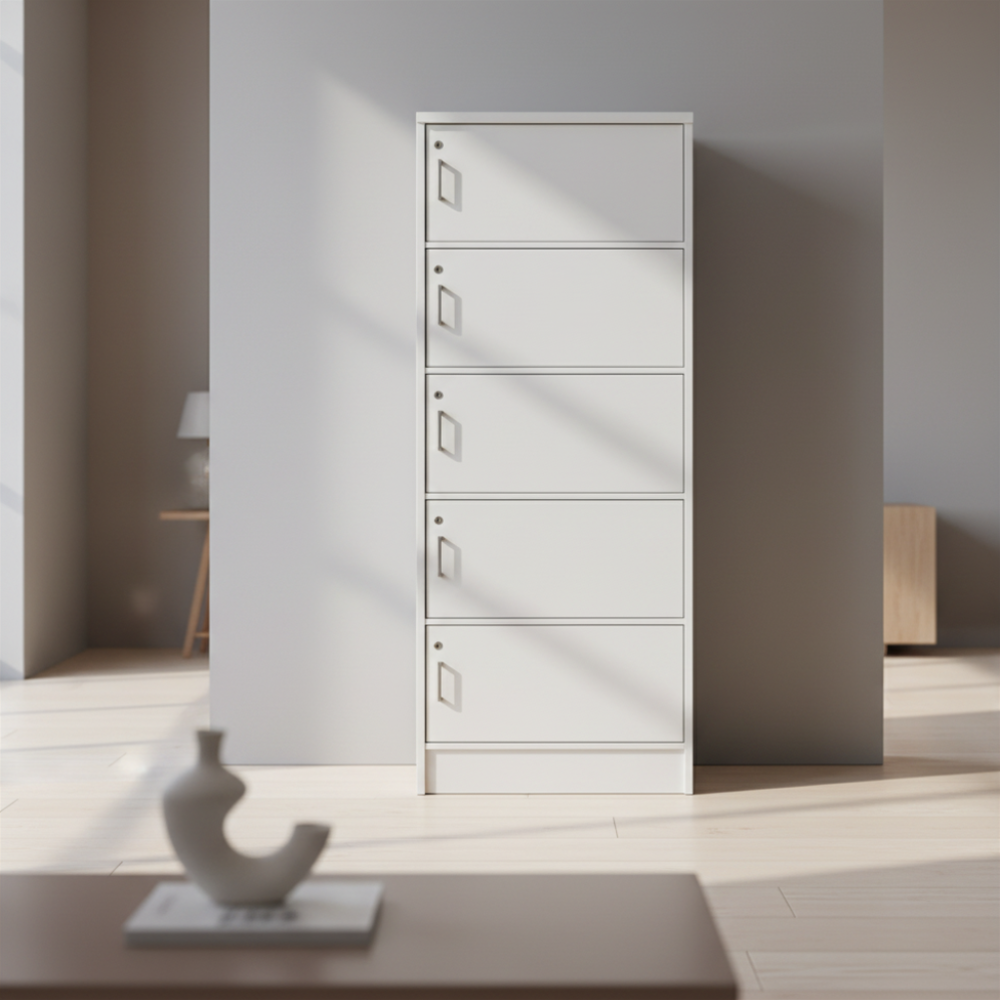 [17739] 17739 STORAGE CABINET 5 DOOR (W/LOCK) - SUPER WHITE 1.92X0.6X0.41M - GV 5616(LO)