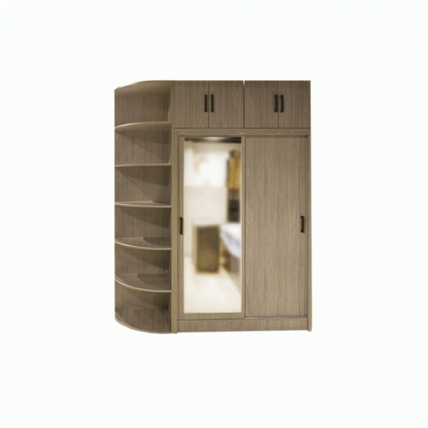 19440 WARDROBE 2 SLIDING DOOR WITH MIRROR GV T2SDWRA 1/3 GREY OAK