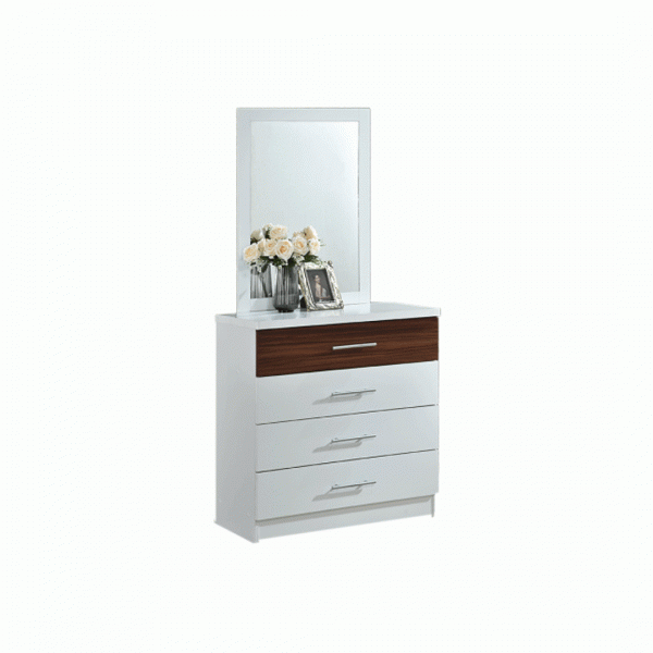 [19443] 19443 DRESSING TABLE GV PG4DDS WITH MIRROR 1/2 WHITE HAZEL