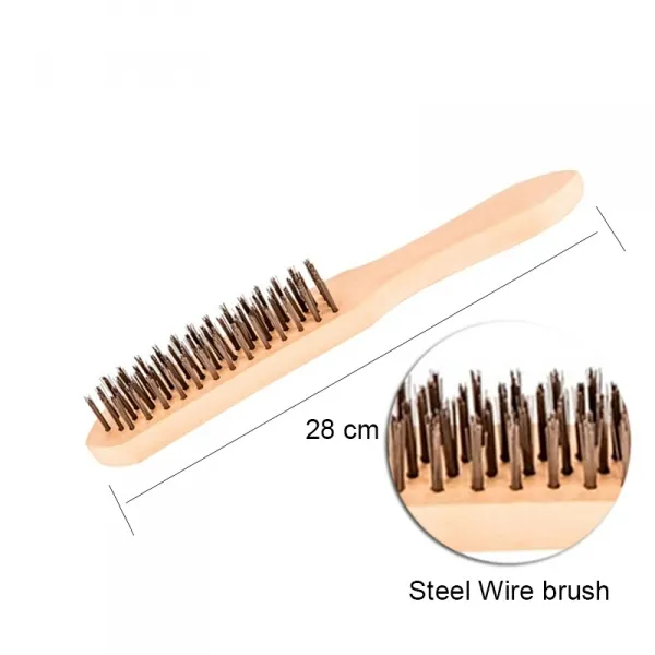 23287 STEEL WIRE BRUSH 6 RAW WOOD HANDLE