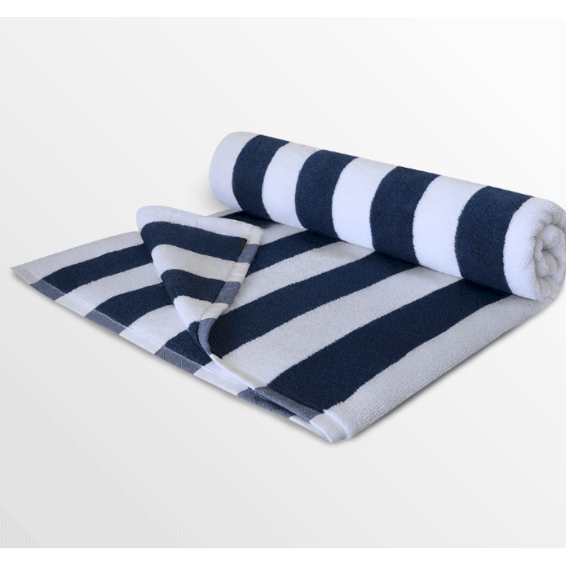 [26498] 26498 POOL TOWEL 33"X60" 15.5LBS D/BLUE & WHITE STRIP CANASIN
