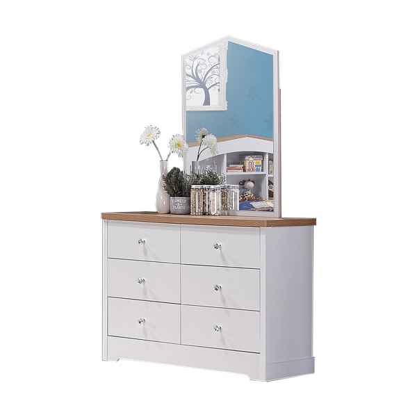 30609 DRESSER WITH MIRROR GV KD06DS WHITE/BEIGE OAK 1/2
