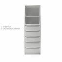 30632 CABINET 2 SHELVES 5 DRAWERS GVM515 1490X450X430MM WHITE MELAMINE