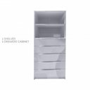 30633 CABINET 2 SHELVES 5 DRAWERS GV M515M 1490X608X430MM WHITE MELAMINE