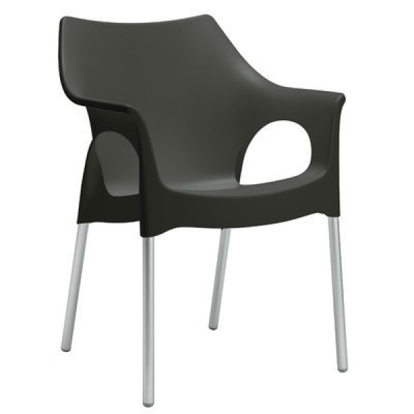 33268 OLA STACK ARM CHAIR ART:2120 WITH ALUMINIUM LEG DARK ANTHRACITE GREY SCAB
