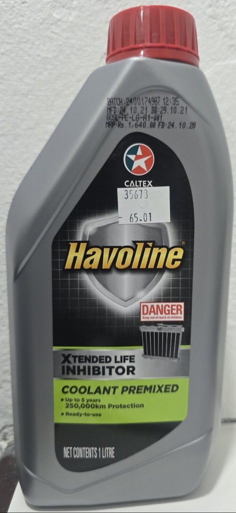 35673 CALTEX HAVOLINE XLI COOLANT PRE MIXED 12 x 1LTR 