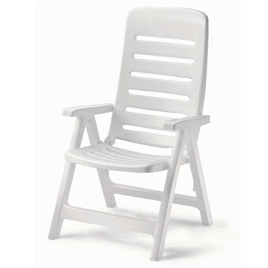 39233 PLASTIC CLEOPATRA ARM CHAIR 5 POSITION WHITE-ART S1125W SCAB