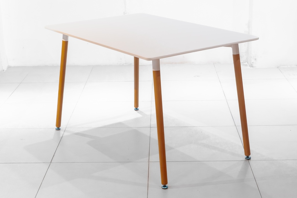 39375 DINING TABLE OT-02 120 X 80CM WHITE TOP + WOODEN LEG