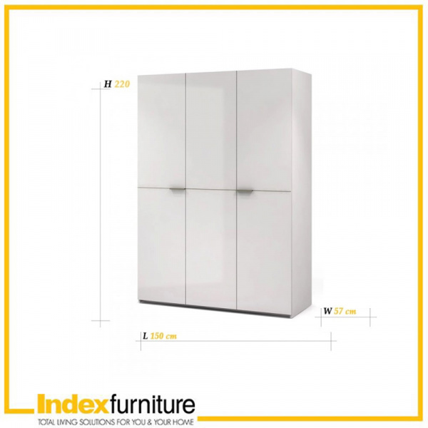 [40761] 40761 BLANC 3 DOORS WARDROBE OPT-C 150CM WT#01