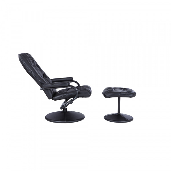 41187 H-THAZAR PVC RELAX CHAIR+STOOL BK