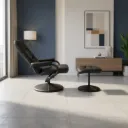 41187 H-THAZAR PVC RELAX CHAIR+STOOL BK