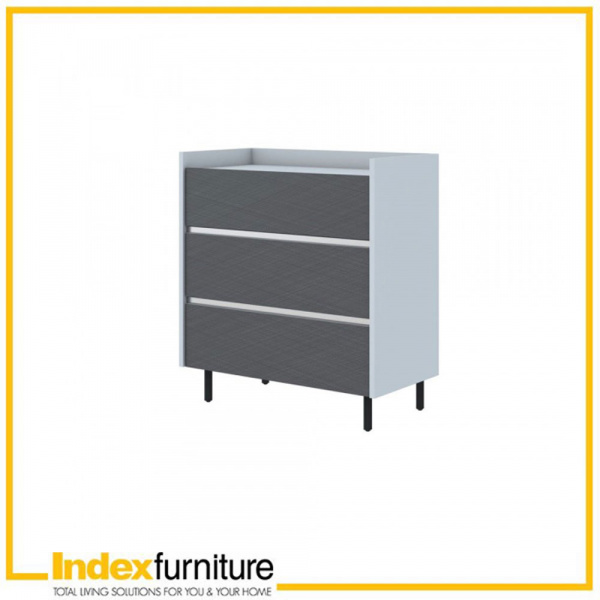 42314 ESTIMA CHEST 3 DRAWERS 80CM LGY/AZ 80X39.7X85.9CM
