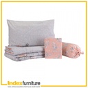42356 DELIVA QUEEN BEDDING 6PCS/SET GY/ON 155X200X30 CM