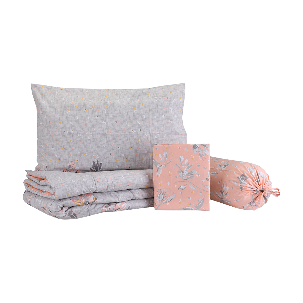 [42357] 42357 DELIVA TWIN BEDDING 4PCS/SET GY/ON 107X200X30 CM