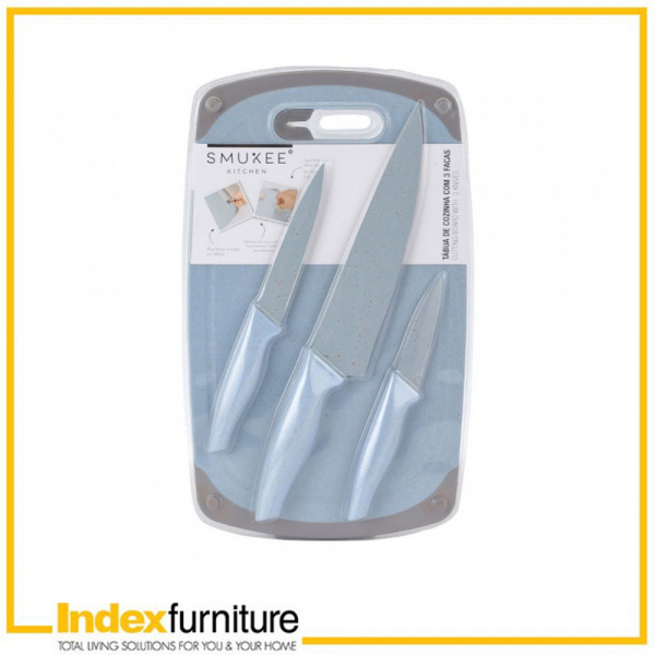 42366 CUNIZE COOKING KNIFE+BOARD 4 PCS./SET XX CM BL