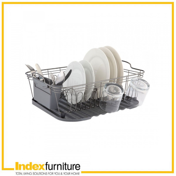 42399 CARDYN DISH RACK WITH DRAINER 36.5X44.5X17.5 CM BK/GY