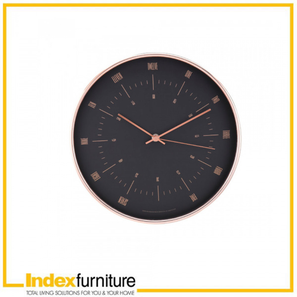 [42410] 42410 ZAFANA WALL CLOCK 12 ' ' 30X30X4.3 CM BK/COP