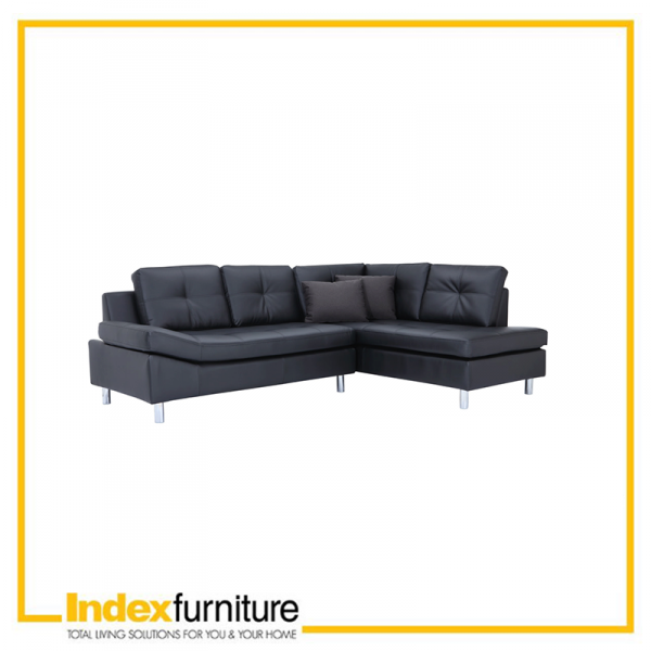 42445 OVIRA PVC CORNER SOFA/L BK 233X173X86CM