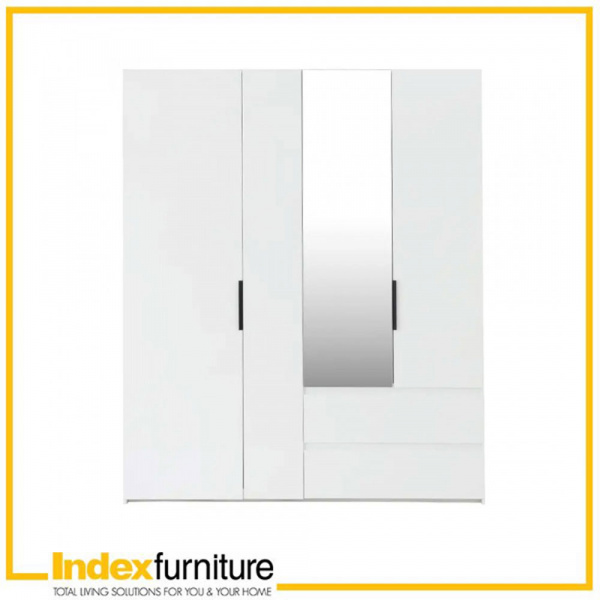42469 MAXI WARDROBE 4 DOORS WOOD+MIRROR WT #01 180X57X220CM