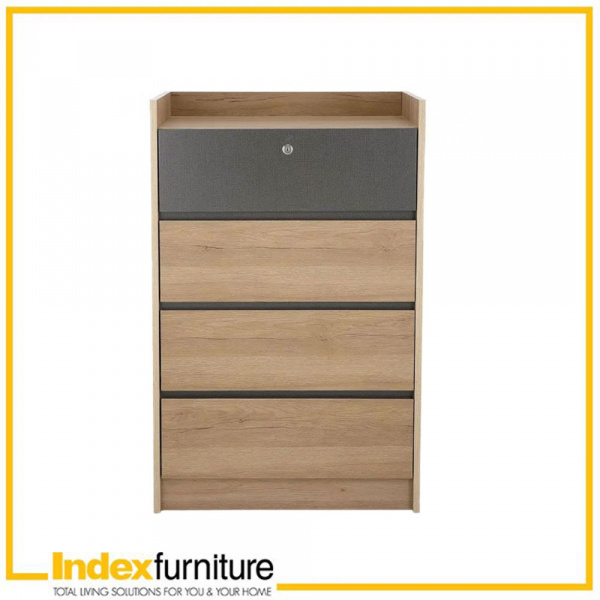 42488 MERINDA CHEST 4 DRAWERS NT/DGY 60X39X95CM