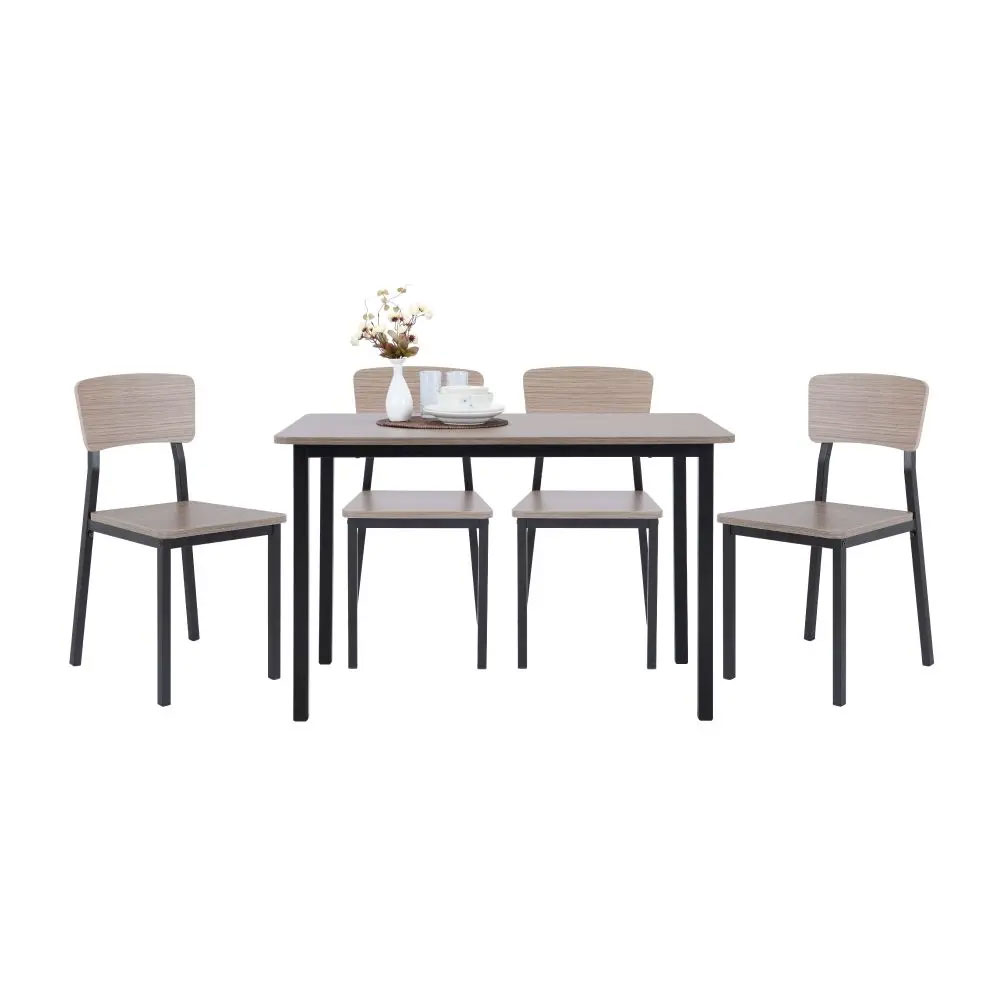 42504 H-GUNNER/P DINING SET (1T+4C) NT/BK 120X80X75CM