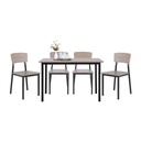 42504 H-GUNNER/P DINING SET (1T+4C) NT/BK 120X80X75CM