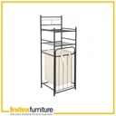 42511 MOREA/N 2-TIER BATH SHELF + HAMPER BK, 37.5X35.5X103.5CM