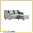 42519 DOROTHY FABRIC SOFA 2/S+STOOL LGY, 160X84X85CM