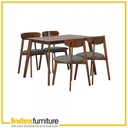 42523 MICHELL/L WOOD DINING SET (1T+4C) TK/GY 110X126X73.5CM